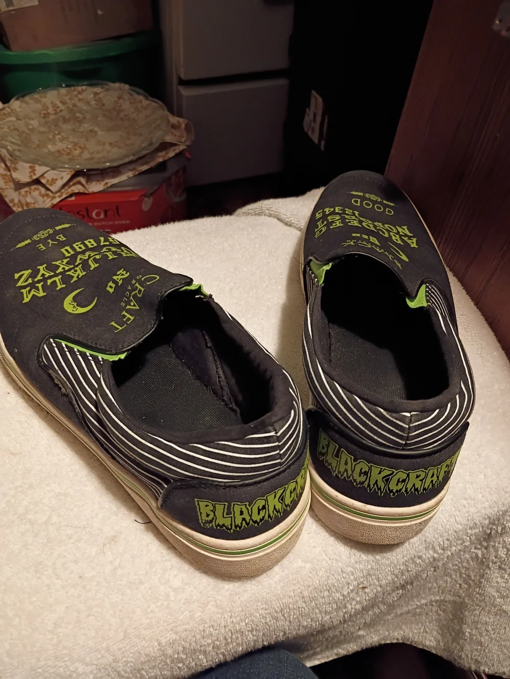 Craft Black Slip-On Sneakers with Neon Green Lettering